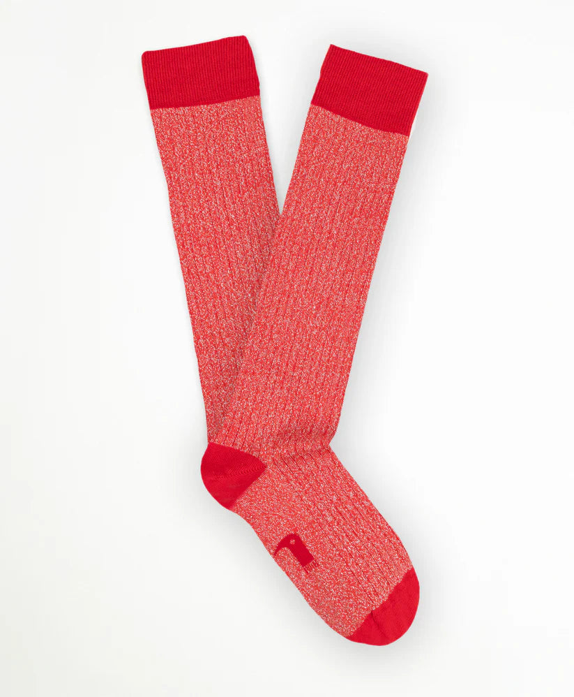 Calcetin largo purpurina rojo