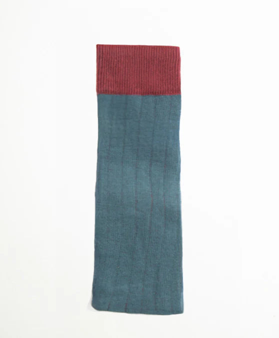 Calcetín Kids Largo canalé azul petróleo y burdeos