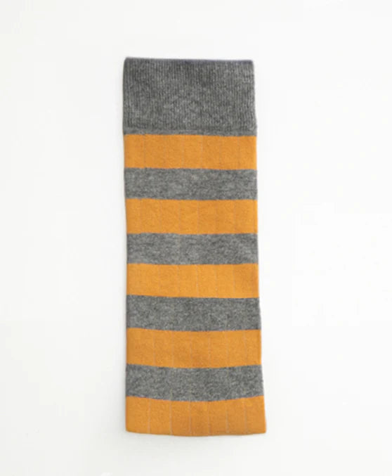 Calcetín Kids Largo Rayas mostaza y gris