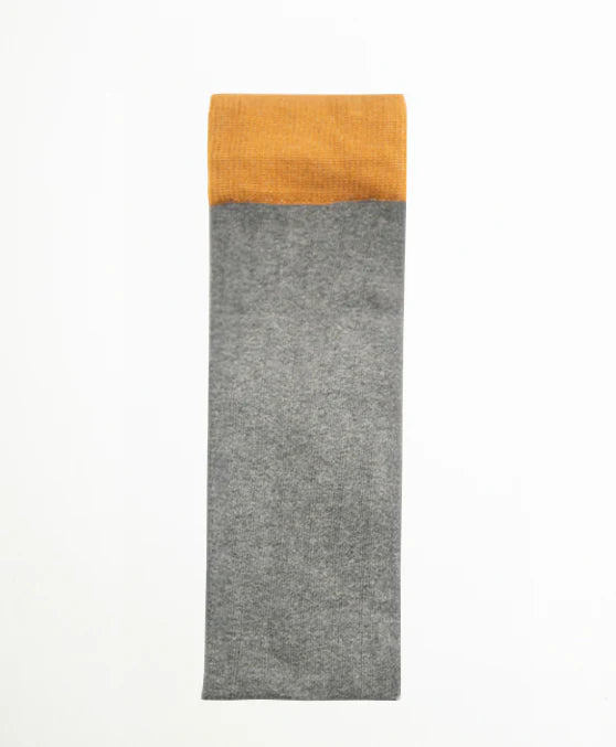 Calcetín Kids largo canalé gris y mostaza