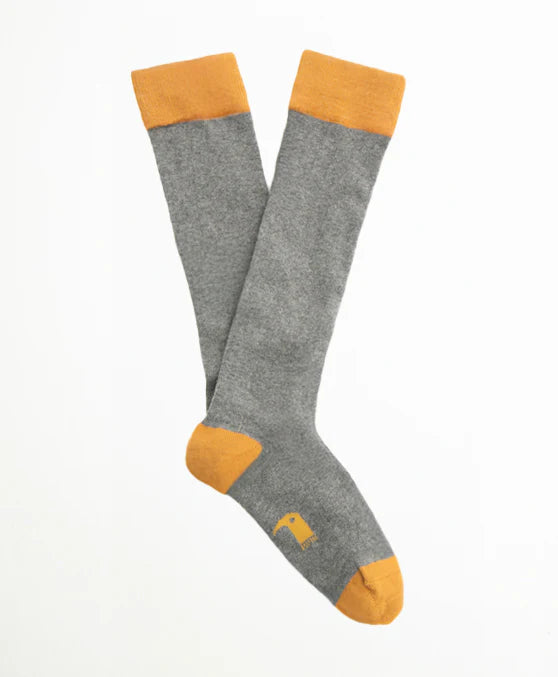 Calcetín Kids largo canalé gris y mostaza